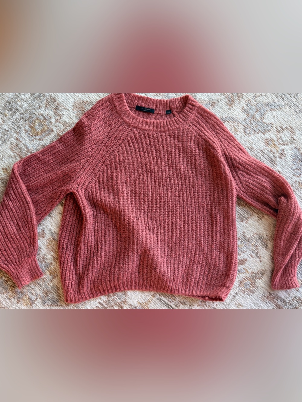 AllSaints Ribbed Crewneck Sweater in Rosewood